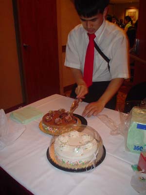 cutting the cake